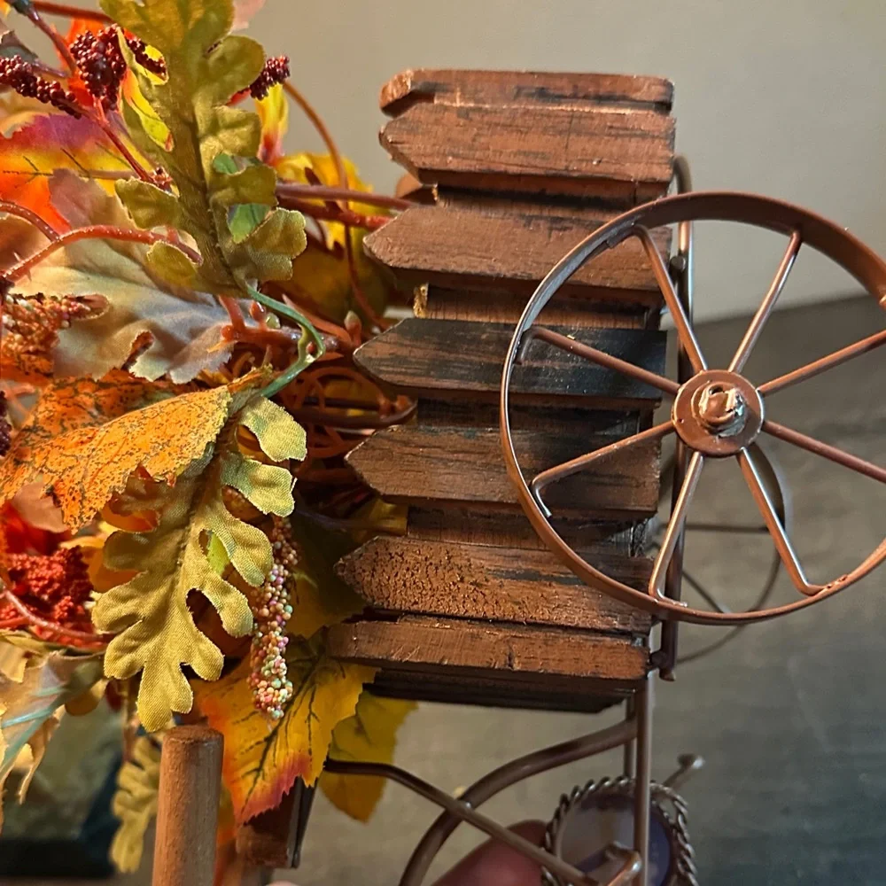 Rustic Orange Floral Tricycle Accent - Unbranded